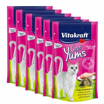 Katzensnack Cat Yums, Huhn & Katzengras - 9 x 40g