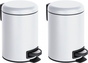 Kosmetik Treteimer Mod. Leman Weiß 3 L, 2er Set, Kosmetikeimer, Mülleimer