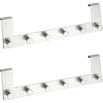 Türgarderobe Edelstahl Mod. Celano 2er Set, je 6 Haken, für Türfalzstärken bis 2 cm