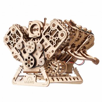 Holzmodell Motor V8