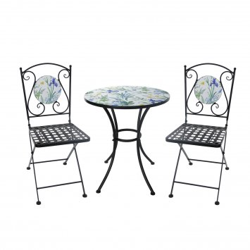 Tisch und 2 Stühle Celia Lilie