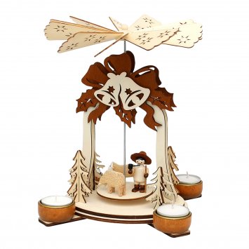 Holz Teelichtpyramide Glocke, mit Schafen   Schäfer