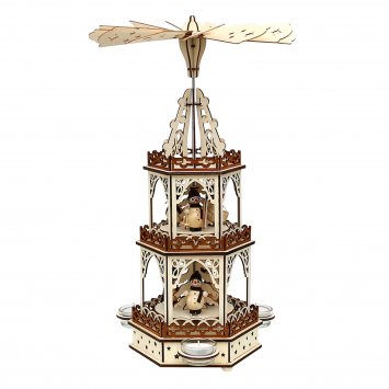 Holz Teelichtpyramide 3 Etagen Schneemänner