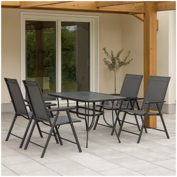 4er Set moderner Gartenstühle mit 5-fach verstellbarer Rückenlehne