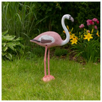 Garten-Figur Flamingo Rosa-Weiß
