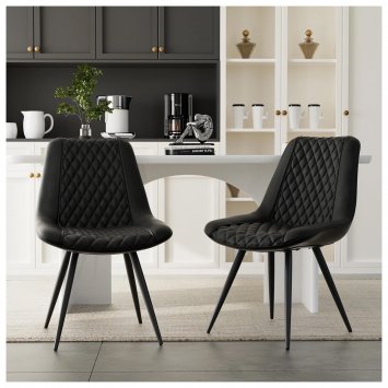 Esszimmerstuhl Astrid 2er-Set Kunstleder Schwarz