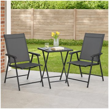 2er Set moderner Gartenstühle mit 5-fach verstellbarer Rückenlehne