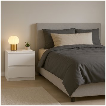 Nachtkommode 2er Set Weiß mit 2 grifflosen Schubladen