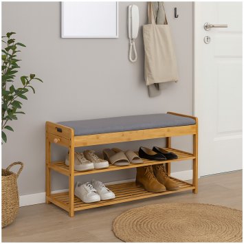 Schuhbank mit Schubfach Bambus