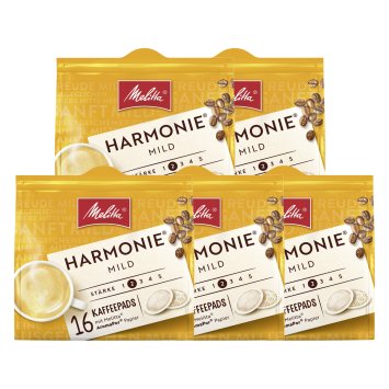 Melitta Kaffeepads Marmonie Mild Röstung 16 Pads 112g 5er Pack