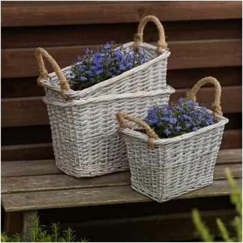 Stilvolle Pflanzkörbe im 3er-Set Naturdeko für drinnen und draußen