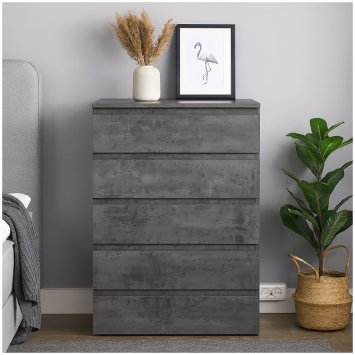 Kommode mit 5 grifflosen Schubladen Beton viel Stauraum
