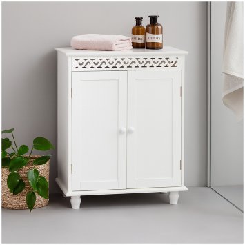 Kommode Mehrzweckschrank Weiß mit Verzierungen im Landhausstil