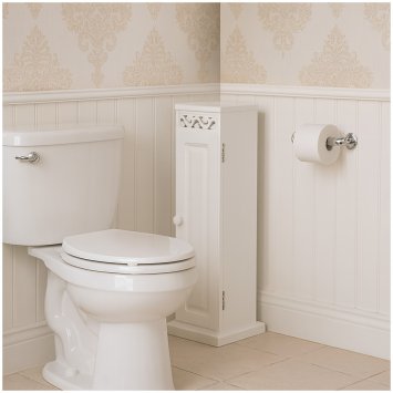 Toilettenpapierschrank Weiß Schmaler Badschrank im Landhausstil