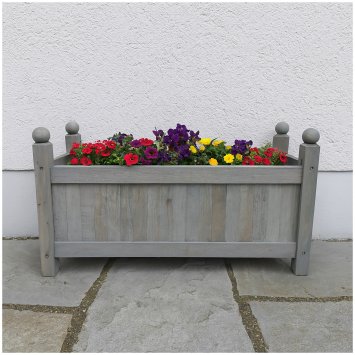 Holz-Pflanzkasten in Grau Blumenkübel für Garten, Terrasse und Balkon