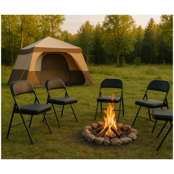 4er Set Klappstühle mit Polsterung Metallgestell und PVC Bezug