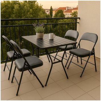 4er Set Klappstühle mit Polsterung Metallgestell und Samtbezug