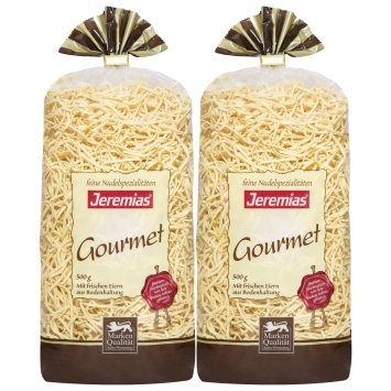 Jeremias Gourmet Bandnudeln 2mm gewalzt mit Frischei 500g 2er Pack