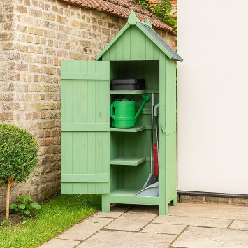 Gartengeräteschrank aus Holz Praktischer Stauraum für Garten und Terrasse