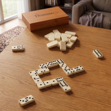 Holzbox mit großem Domino