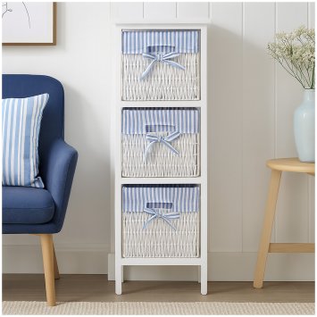 Praktisches Regal aus Paulowniaholz mit 3 Körben vielseitige Aufbewahrungslösung