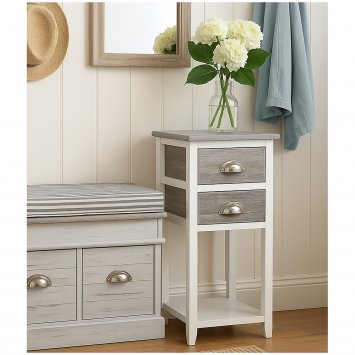 Beistelltisch mit 2 Schubladen im Shabby Look praktisches Möbelstück