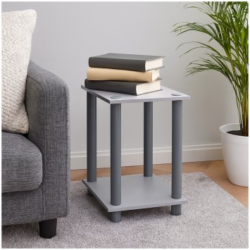 Moderner Beistelltisch in Grau mit Ablage