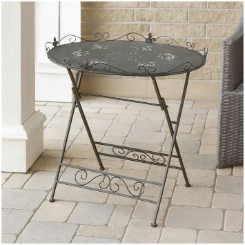 Gartentisch aus Metall Rostoptik Beistelltisch romantisch für Terrasse Balkon