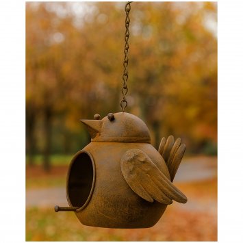 Dekorative Vogelfutterstaion aus Metall zum Aufhängen im Garten oder Balkon