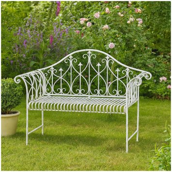 Metall Gartenbank Weiß romantisch nostalgisch