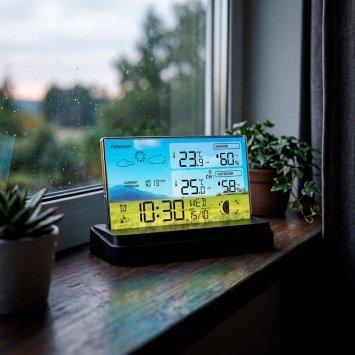 Rahmenlose Funk-Wetterstation mit Farbdisplay