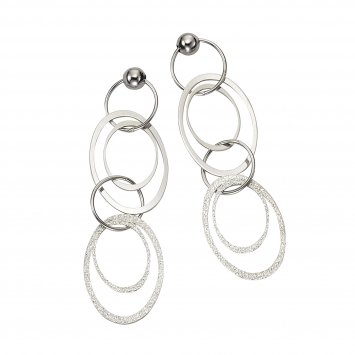 Ohrringe Silber 925 rhodiniert aus Ringen 6cm lang