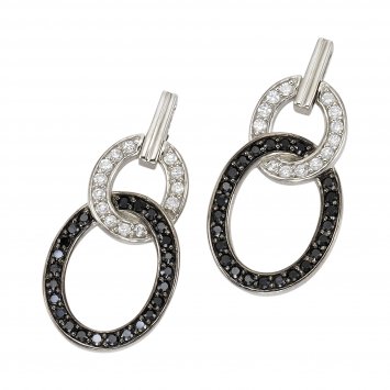 Ohrringe Silber 925 rhodiniert mit Zirkonia-Steinen weiß und schwarz