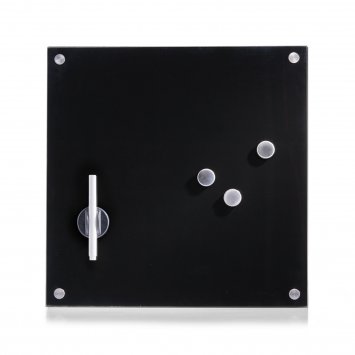 Memoboard Glas Quadratisch Schwarz
