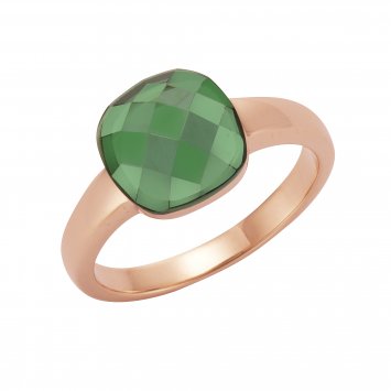 Ring Silber 925 rosé-vergoldet mit grünem Quarz-Stein (beh.)