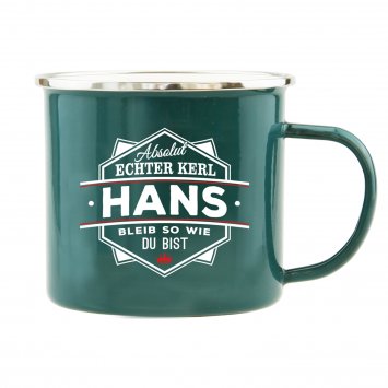 Echter Kerl Emaille Becher Hans