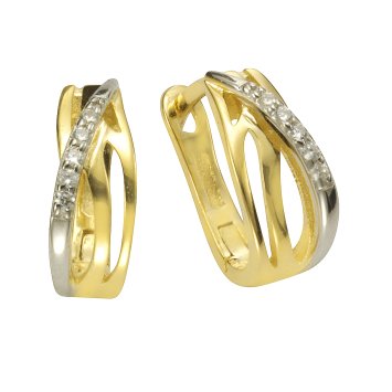 Ohrringe Silber 925 vergoldet mit 10x Zirkonia weiß