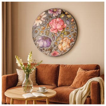 Wandbild Spiegel, floral, rund Mirror