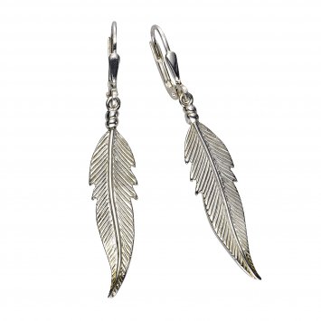 Ohrringe Silber 925 Feder-Motiv 45mm lang