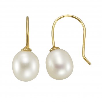 Ohrringe Gold 333 Perle weiß 9x7mm