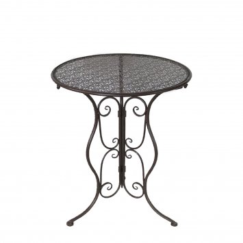 Bistroset aus Metall 3-teilig, detailreich verzier Klapptisch Ø 60 cm und 2 Klappstühle