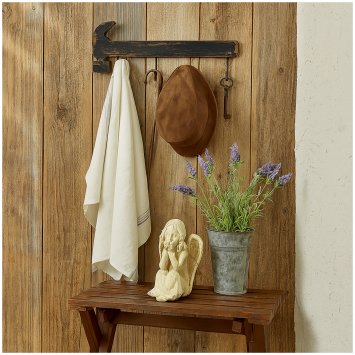Rustikale Wandgarderobe in Hammer-Form Vintage-Look mit 4 Haken für Flur, Werkstatt oder