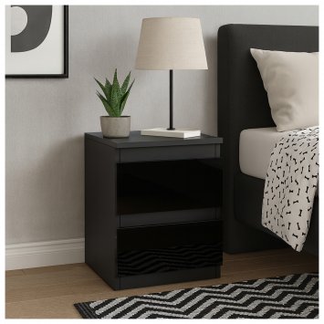 Nachtschrank Kenji Hochglanz Schwarz