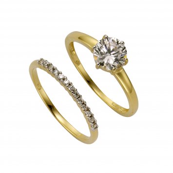 Ring-Set 375/- Gelbgold Zirkonia