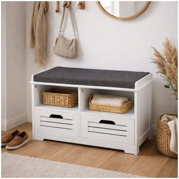 Schuhschrank weiß mit Sitzfläche