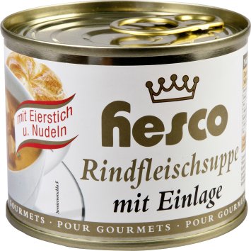 Hesco Rindsuppe mit Einlage Eierstich und Nudeln 5 Dosen 1060ml