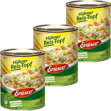 Erasco Hühner Reis Topf mit frischen Möhren und Kräutern 800g 3er Pack