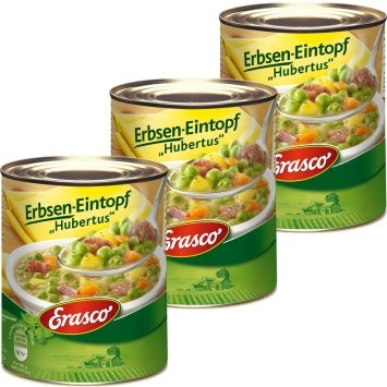 Erasco Erbsen Eintopf Hubertus mit Möhren und Rauchspeck 800g 3er Pack