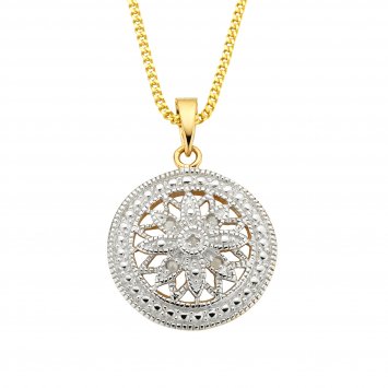 Halskette Silber 925 vergoldet mit 5x Diamant zus. 0,05ct.