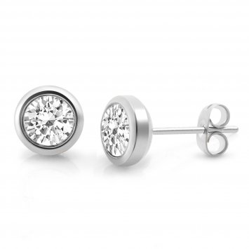 Ohrringe Edelstahl mit weißem Zirkonia 6mm